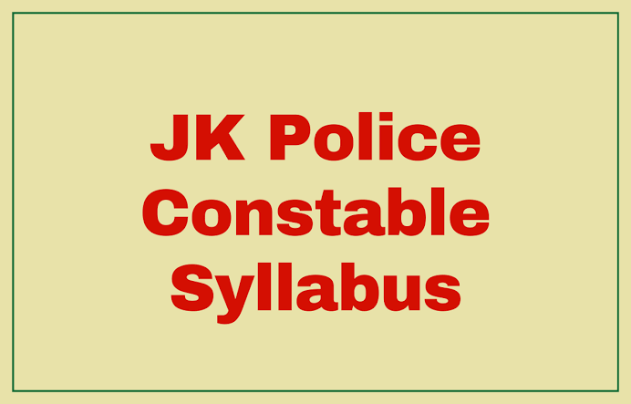 JK Police Constable Syllabus 2026 and Exam Pattern
